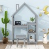 KTMBDW House-shaped Wooden writing Desk,Kids study Table,Bookshelf & Toy Storage, Gray - 2 of 4