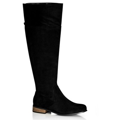 City Chic | Women's Wide Fit Harlie Knee Boot - Black - 9w : Target