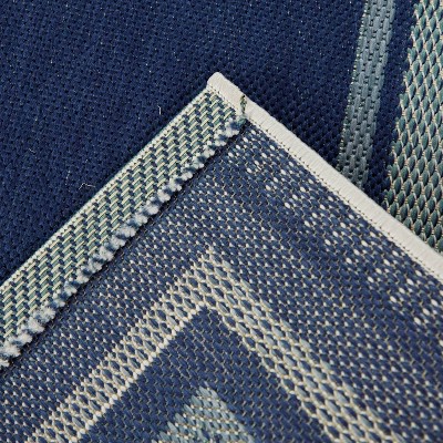 Kalena Blue Rectangular Braided Reversible Indoor/Outdoor Rug