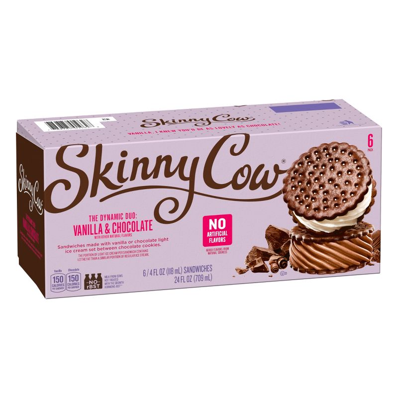 Skinny Cow Vanilla Chocolate Ice Cream Sandwich - 6pk, 4 of 10