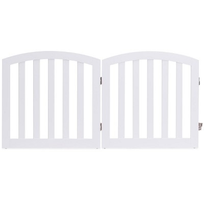 Costway 24'' Configurable Folding Free Standing 2 Panel Wood Pet Dog Safety Fence White
