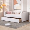 Twin Bed With Ergonomic Design Backrest And Trundle, Upholstered Bed Frame With A Twin Size Trundle, Grounded Bed Modern-Cuddlewood - 2 of 4