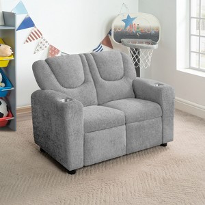 Home Imports Emporium Kids Deluxe Recliner Loveseat with Cupholders, Chenille Fabric - 1 of 4