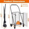 SEVOBAL Dollies Foldable Grocery Cart with Front Door Shopping Trolley, Swivel Wheels for Easy Maneuvering Groceries, Laundry, Black, 43"*20"*2.7" - 3 of 4