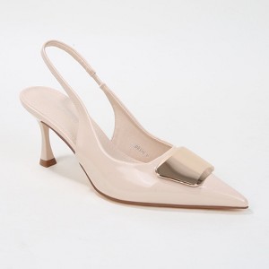 Berness Women's Capri Glossy Slingback Heels with Metal Accent - 1 of 4