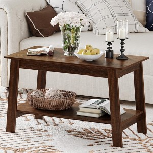 Stylish 31.5" Coffee Table with Open Shelves - 2-Tier Modern Industrial Design - 1 of 4