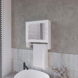 FURNIinspire Utility Storage Cabinets Bathroom Wall Cabinet With Towel Bar, Mirror, Pine Medicine Cabinet, Small Cabinet, White, 5.7"*17.7"*19.7" - 1 of 4