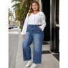 Women's Plus Size Wide Leg Baggy Washed Stretch with Pockets Denim Ankle Jeans - Agnes Orinda - 3 of 4