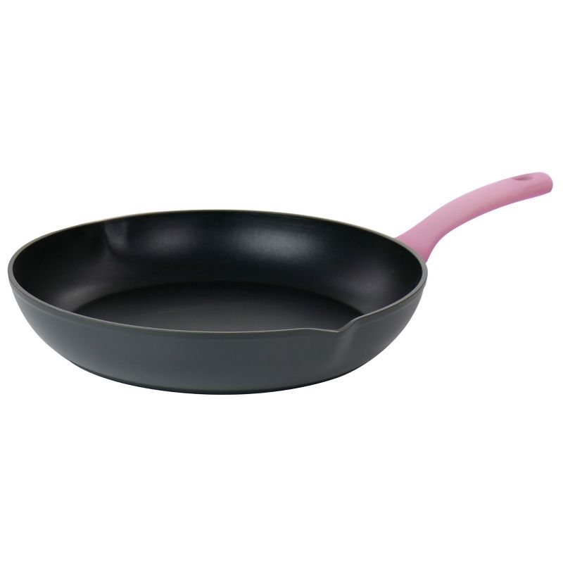 Oster Rigby 12 Inch Aluminum Nonstick Frying Pan in Pink with Pouring Spouts, 1 of 7