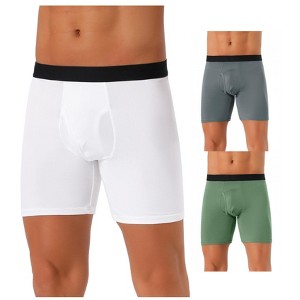 INSPIRE CHIC Men's 3 Pack Lightweight Solid Color Open-fly Basic Boxer Briefs - 1 of 4