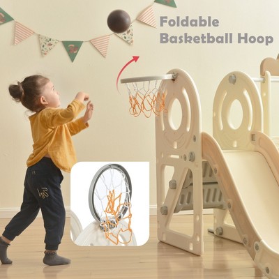 Slide Swing Set, Independent Mountaineering Swing Set with Basketball Circle, Suitable for Boys and Girls' Birthday Christmas Gifts