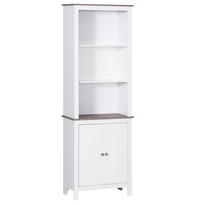 HOMCOM 69'' Freestanding Storage Cabinet, Bathroom Linen Tower, Kitchen Cupboard, Buffet Cabinet, Bookcase with Double Door 3-Tier Shelf for Home Office