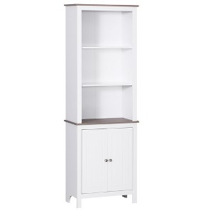 HOMCOM 69'' Freestanding Storage Cabinet, Bathroom Linen Tower, Kitchen Cupboard, Buffet Cabinet, Bookcase with Double Door 3-Tier Shelf for Home Office - 1 of 4