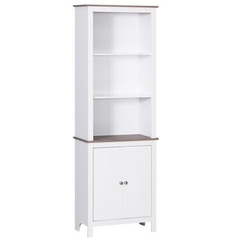 Tall Bathroom Storage Cabinet w/ 3 Tier Shelves Freestanding Linen