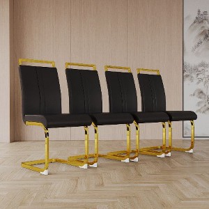 CAVINAS Modern Dining Chairs, Faux Leather High Back Upholstered Side Chair with C-shaped Tube Metal Legs, Guest Office Chair - 1 of 4