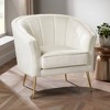 55 Downing Street Leighton White Velvet And Gold Tufted Accent Chair ...