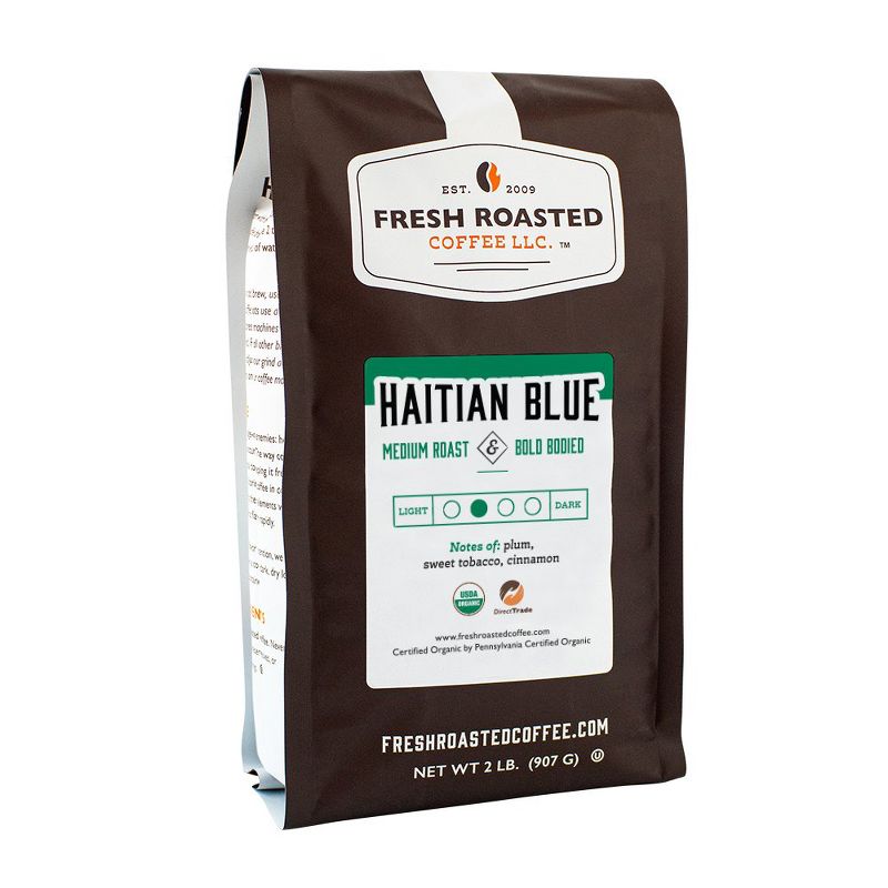Fresh Roasted Coffee, Organic Haitian Blue, Ground Coffee, 1 of 5