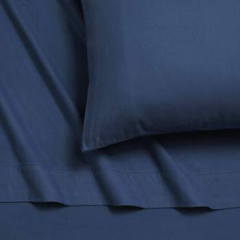 Tribeca Living King 6 oz Cotton German Flannel Deep Pocket Sheet Set Mid Blue