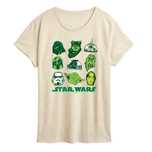 Women's - Star Wars - St. Patricks Day Green Grid Short Sleeve Graphic T-Shirt - 1 of 3