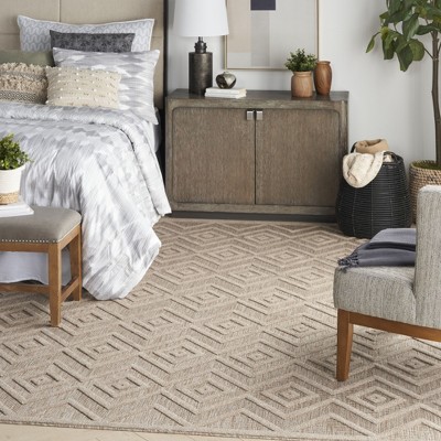 Natural Beige Diamond Flatweave 8' x 10' Indoor Outdoor Rug