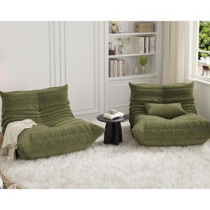 Coucheta L-Shaped Modular Sectional Sofa - Memory Foam Couch with Deep Seating, Green Upholstery - 1 of 4