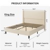 Full/Queen/King Size Bed Frame, Upholstered Platform Velvet Bed Frame with Vertical Channel Tufted Wingback Headboard - 2 of 4