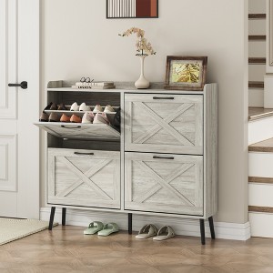 Large Shoe Storage Cabinet with 4 Flip Drawers - 1 of 4