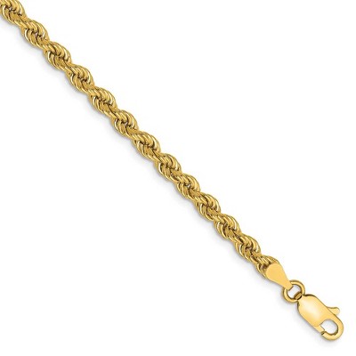 Black Bow Jewelry 3.65mm 14k Yellow Gold Handmade Solid Rope Chain Bracelet