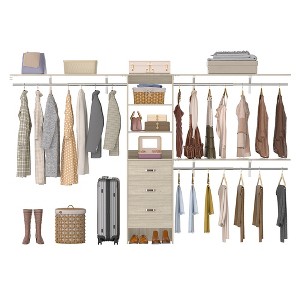 Aheaplus 120'' Adjustable Closet Organizer, Large Closet System with Storage Drawers and Hanging Rods - 1 of 4