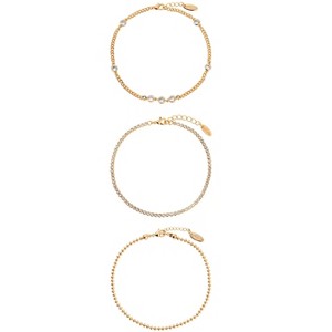 Simple Beauty 18k Gold Plated Anklet Set 3 pc - Ettika Gold - 1 of 2