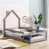 RISOKEYS Twin Size Floor Bed with Fence for Kids Boys Girls,Floor Bed with Roof and Full-Length Guardrails,No Box Spring Needed - 2 of 4