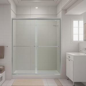 Bypass shower door, sliding door, with 6mm tempered glass and Matted black finish - 1 of 4
