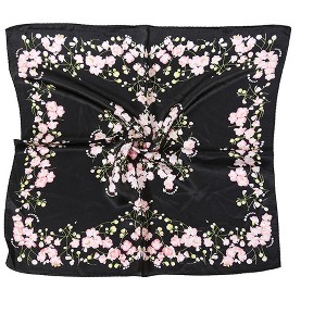 Allegra K Women's 100% Silk Floral Graphic Print Square Scarf Head Scarves Kerchief Neckerchief 21.6" X 21.6" - 1 of 3