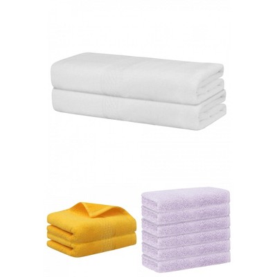 REGALWOVEN Absorbent Solid Bath Hand Face Cloths Cotton Towels 3 Piece Sets
