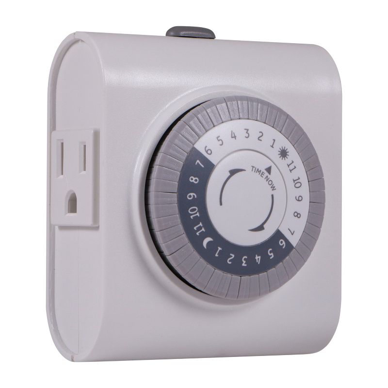 GE Indoor Mechanical Timer 24hr with 2 Outlets, 1 of 9