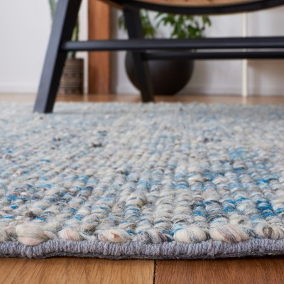 Handmade Blue and Gray Wool Runner Rug