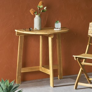 Okak Outdoor Folding Dining Bistro Table Half-Round Side Tables Acacia Wood Patio End Table Outdoor&Indoor for Garden Balcony Yard Pool, Natural - 1 of 4