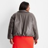 Women's Faux Leather Bomber Jacket - Future Collective Dark Gray - 2 of 4