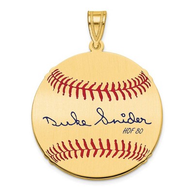 Black Bow Jewelry 14K Gold Plated Duke Snider Signature MD Enamel Baseball Pendant