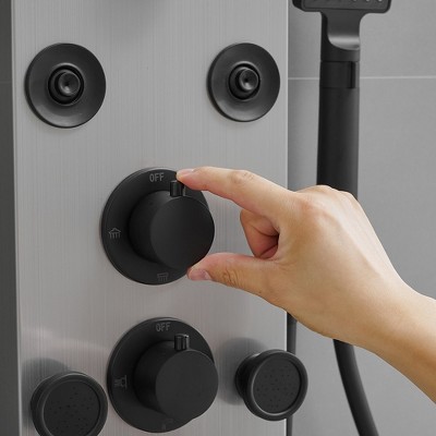 Black Nickel 8-Jet Rainfall Shower Panel System with Handheld Wand