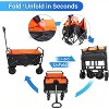 Heavy-Duty Folding Utility Wagon Cart Outdoor Camping Beach Cart with Steel Frame,Brake, Rubber Wheels 150 Capacity for Grocery,Camping, Black+Yellow - 3 of 4