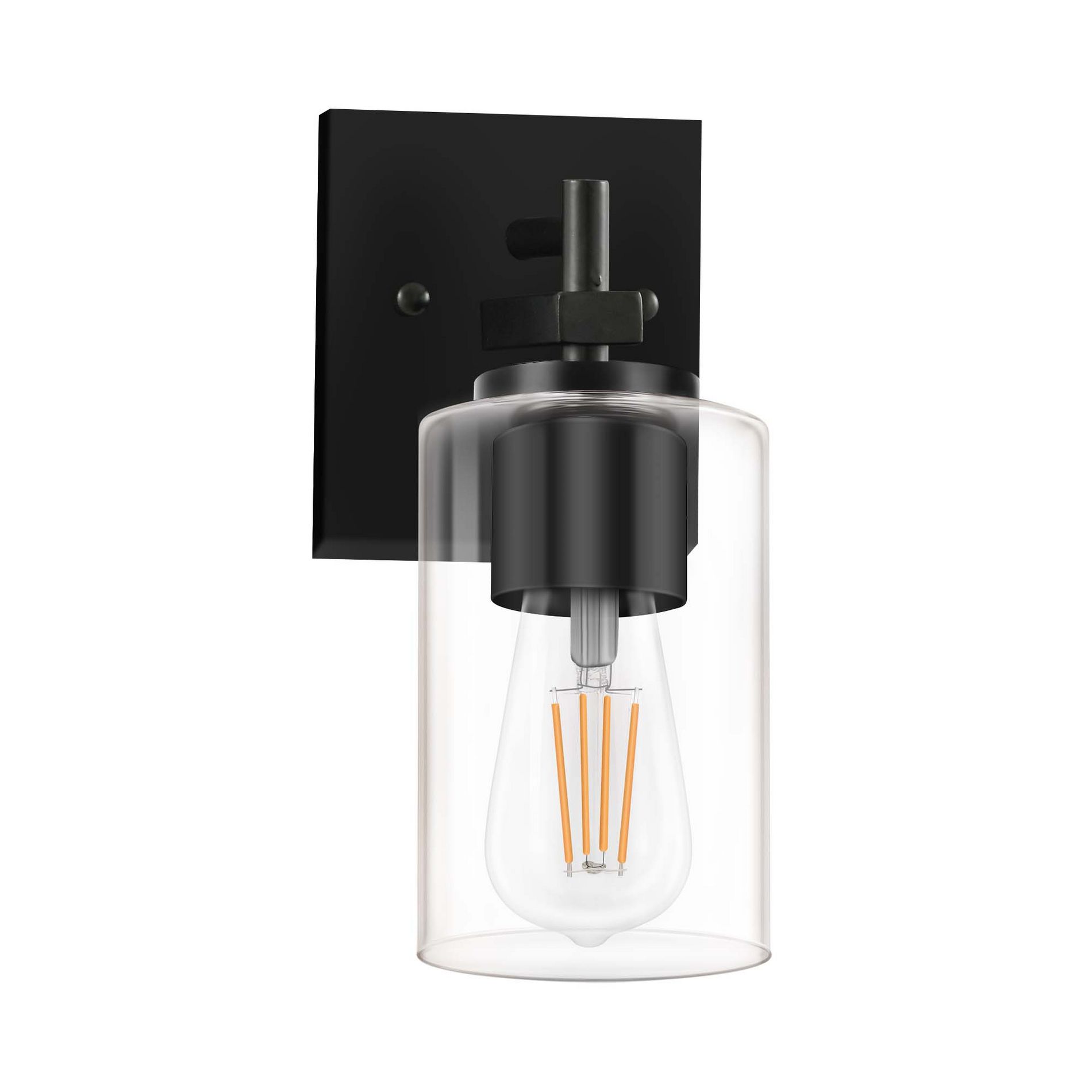 DAKAFUL Modern Bathroom Vanity Light, Vanity Fixture Over Mirror with Black Frame&Clear Glass Shade, Wall Light for Mirror/Bedroom/ Bathtub Area