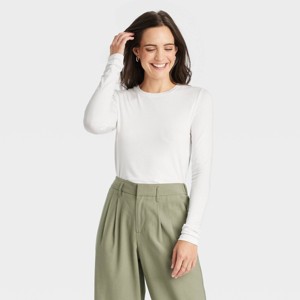 Women's Long Sleeve Brushed Knit T-Shirt - A New Day™ - 1 of 4