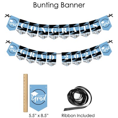 Light Blue and Black Graduation Party Decoration Kit - 387 Pieces