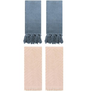REGALWOVEN 4 Packs Cotton Soft and Absorbent Bathroom Turkish Hand Towels with tassel - 1 of 4