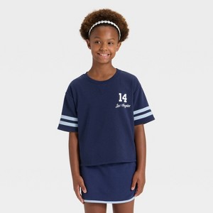 Girls' Short Sleeve French Terry Sporty T-Shirt - Cat & Jack™ - 1 of 4