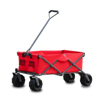 FURNIinspire Outdoor Serving Carts Park Garden Cart Tool Customized Color Folding Camping Trolley Outdoor Picnic Beach Wagon, Red, 37.8"*21.2"*34.45"