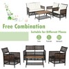 Tangkula 4PCS Cushioned Patio PE Wicker Conversation Furniture Set w/ Acacia Wood Tabletop - 3 of 4