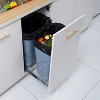 2x25 QT Double Bin Pullout Trash Can for Under Kitchen Cabinet, Space-Saving Garbage Recycling Bin On Full-Extension Slides, Black - 2 of 2
