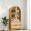 FONTOI Arched Shaped Storage Cabinet with Covered Top, 3-Tier Arched Bookcase with 2 Doors&2 Drawers, Brown, 15.7"*72.8"*35" - 4 of 4